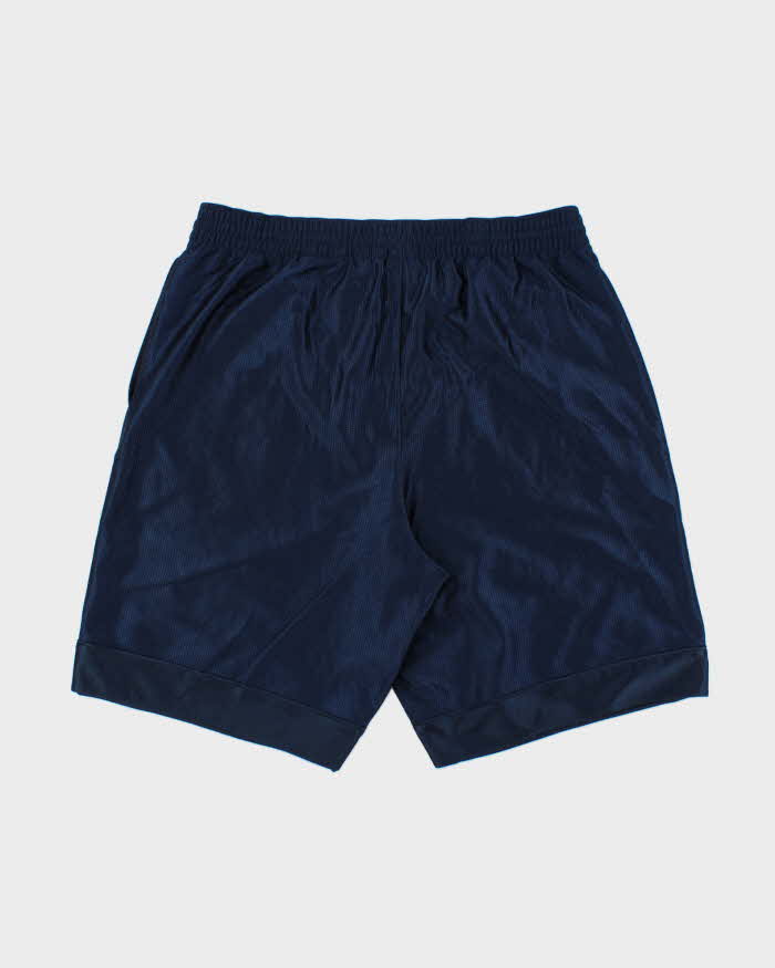 Vintage Nike Navy Heavyweight Satin Embroidered Relaxed Fit Wide Leg Shorts - L