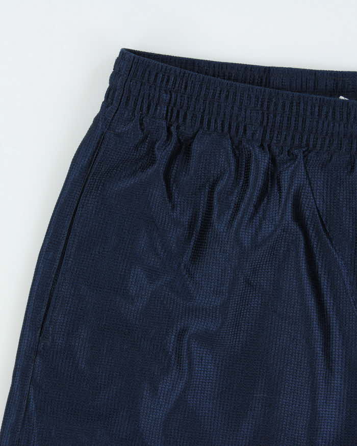 Vintage Nike Navy Heavyweight Satin Embroidered Relaxed Fit Wide Leg Shorts - L