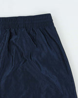Vintage Nike Navy Heavyweight Satin Embroidered Relaxed Fit Wide Leg Shorts - L