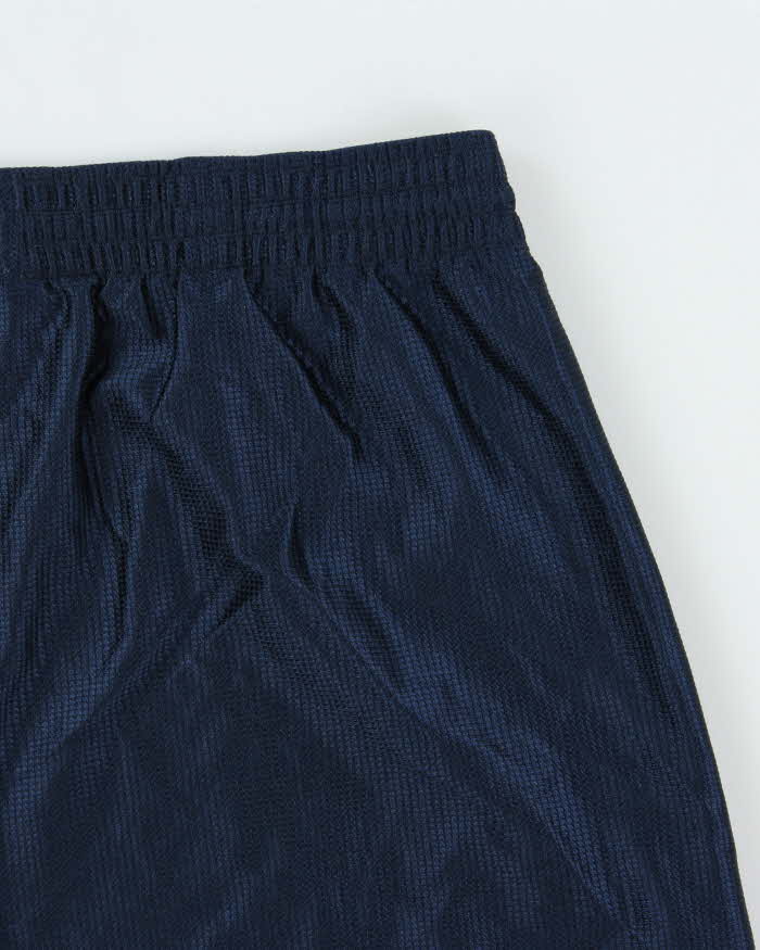 Vintage Nike Navy Heavyweight Satin Embroidered Relaxed Fit Wide Leg Shorts - L