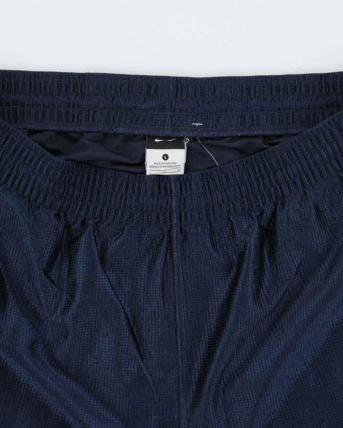 Vintage Nike Navy Heavyweight Satin Embroidered Relaxed Fit Wide Leg Shorts - L