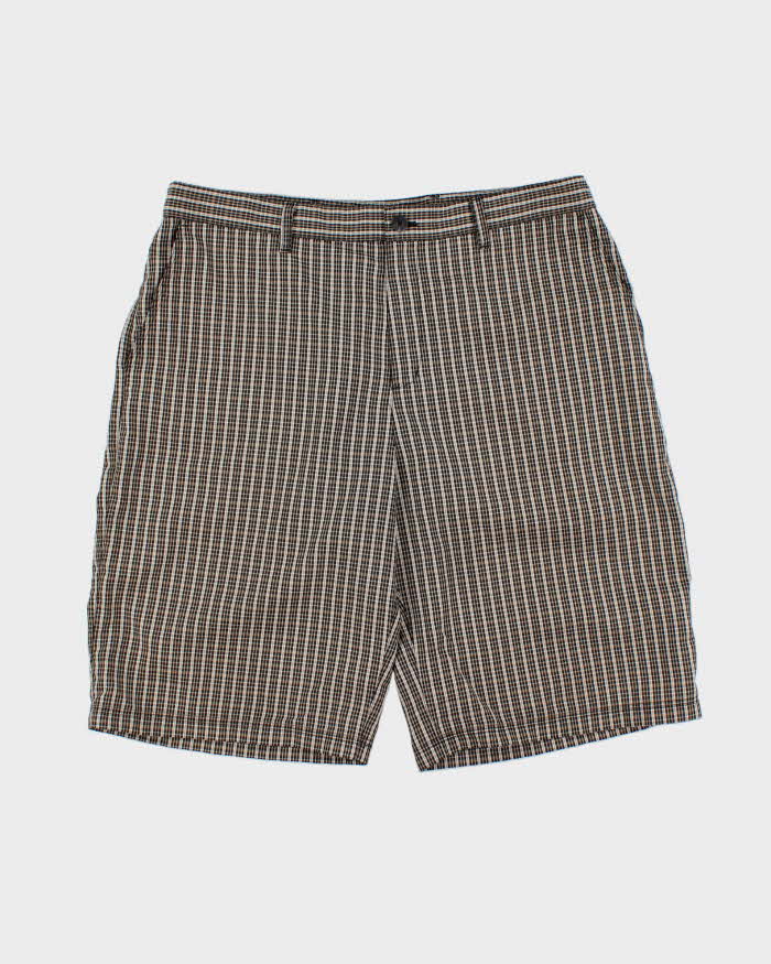 Vintage Y2K 00s Adidas Tartan Plaid Twill Canvas Relaxed Fit Wide Leg Golf Shorts - W36