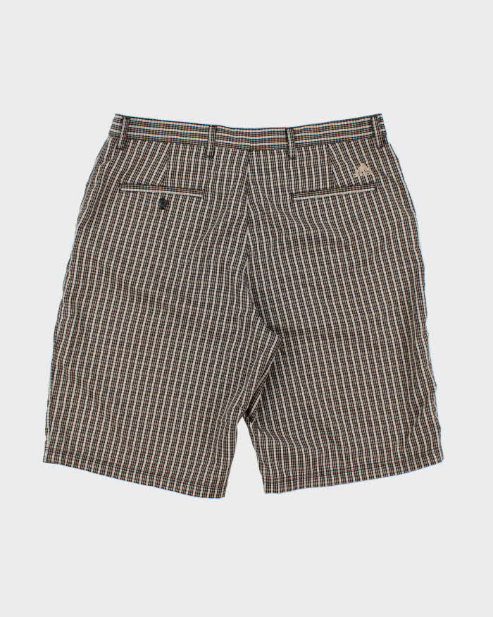 Vintage Y2K 00s Adidas Tartan Plaid Twill Canvas Relaxed Fit Wide Leg Golf Shorts - W36
