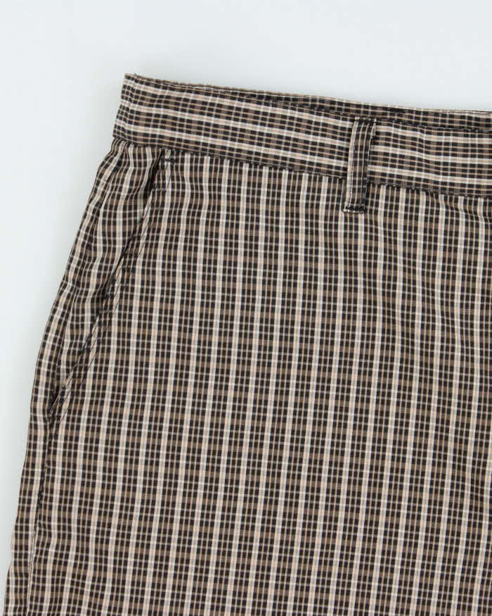 Vintage Y2K 00s Adidas Tartan Plaid Twill Canvas Relaxed Fit Wide Leg Golf Shorts - W36