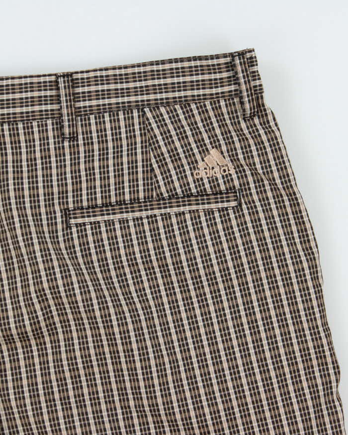 Vintage Y2K 00s Adidas Tartan Plaid Twill Canvas Relaxed Fit Wide Leg Golf Shorts - W36