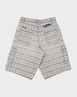 Vintage Y2K 00s Quiksilver Plaid Embroidered Canvas Baggy Fit Wide Leg Cargo Skater Shorts - W31