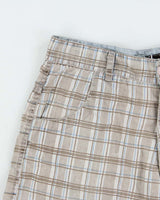 Vintage Y2K 00s Quiksilver Plaid Embroidered Canvas Baggy Fit Wide Leg Cargo Skater Shorts - W31