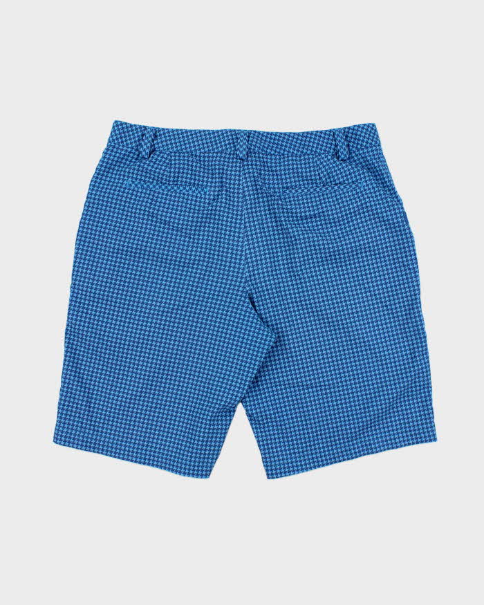 Vintage Puma Herringbone Check Embroidered Relaxed Fit Wide Leg Soft Shell Shorts - W36