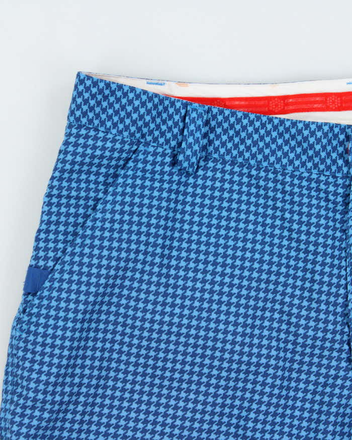 Vintage Puma Herringbone Check Embroidered Relaxed Fit Wide Leg Soft Shell Shorts - W36