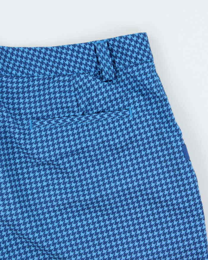 Vintage Puma Herringbone Check Embroidered Relaxed Fit Wide Leg Soft Shell Shorts - W36