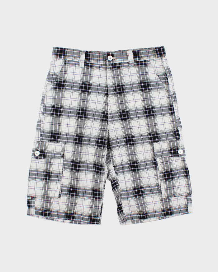 Vintage Y2K 00s Southpole Plaid Twill Canvas Relaxed Fit Baggy Long Skater Shorts - W34