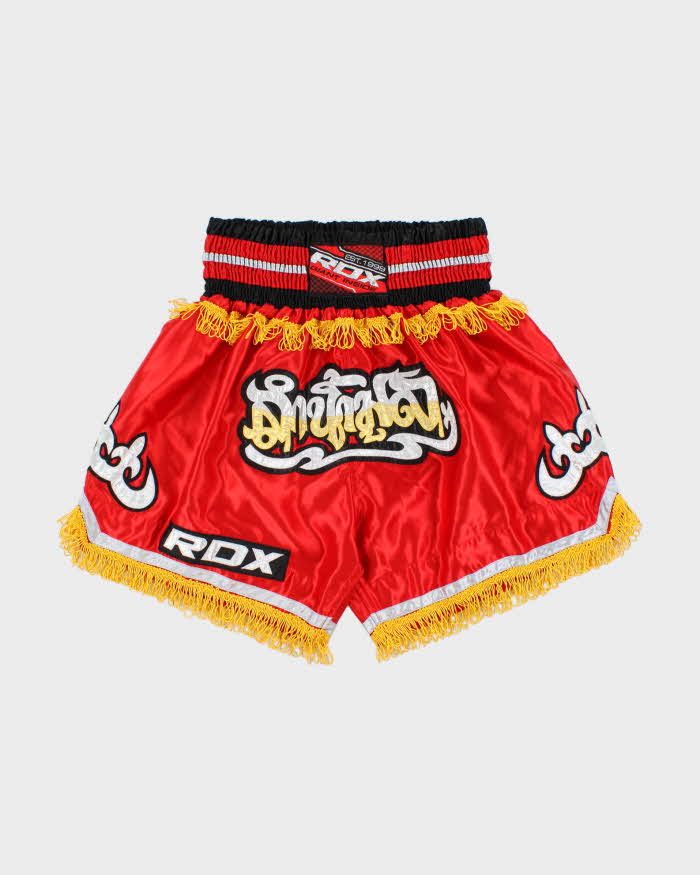 Vintage RDX Giant Inside Satin Embroidered MMA Muay Thai Kickboxing Shorts - XL