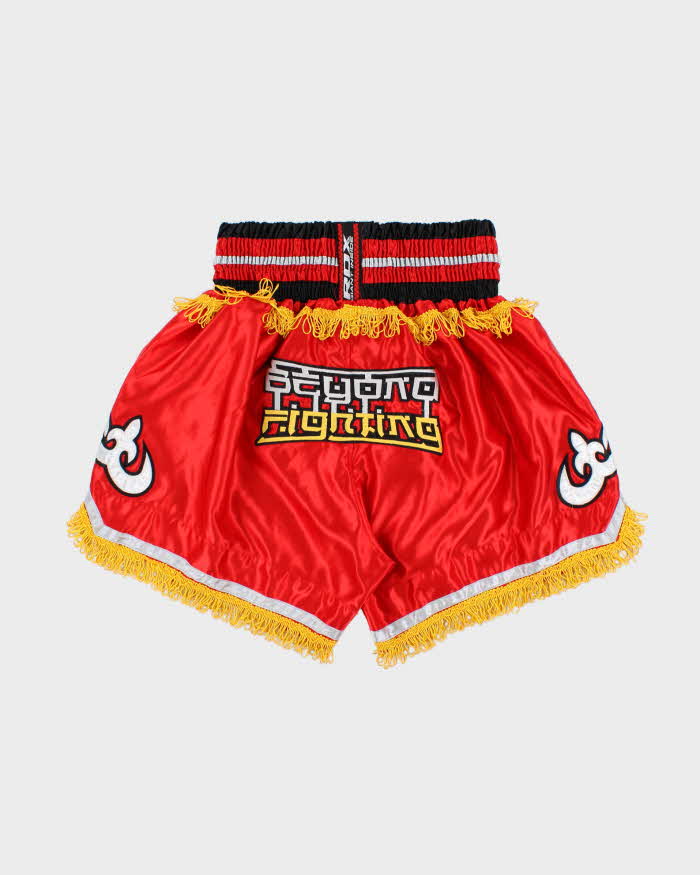 Vintage RDX Giant Inside Satin Embroidered MMA Muay Thai Kickboxing Shorts - XL