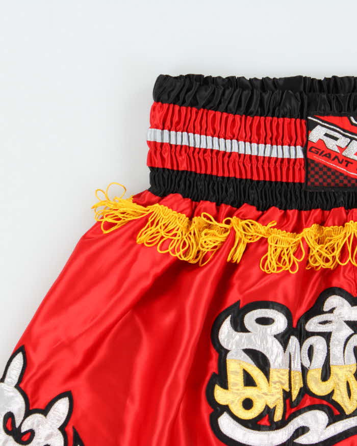 Vintage RDX Giant Inside Satin Embroidered MMA Muay Thai Kickboxing Shorts - XL