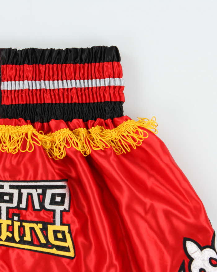 Vintage RDX Giant Inside Satin Embroidered MMA Muay Thai Kickboxing Shorts - XL