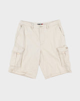 Vintage Y2K 00s Quiksilver Cream Heavyweight Canvas Relaxed Fit Wide Leg Cargo Shorts - W34