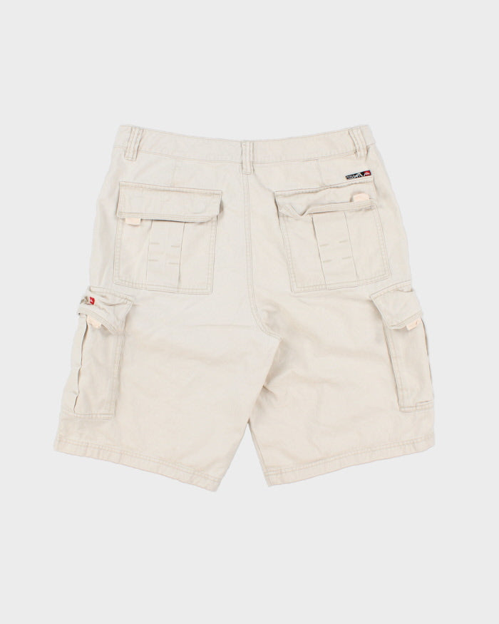 Vintage Y2K 00s Quiksilver Cream Heavyweight Canvas Relaxed Fit Wide Leg Cargo Shorts - W34