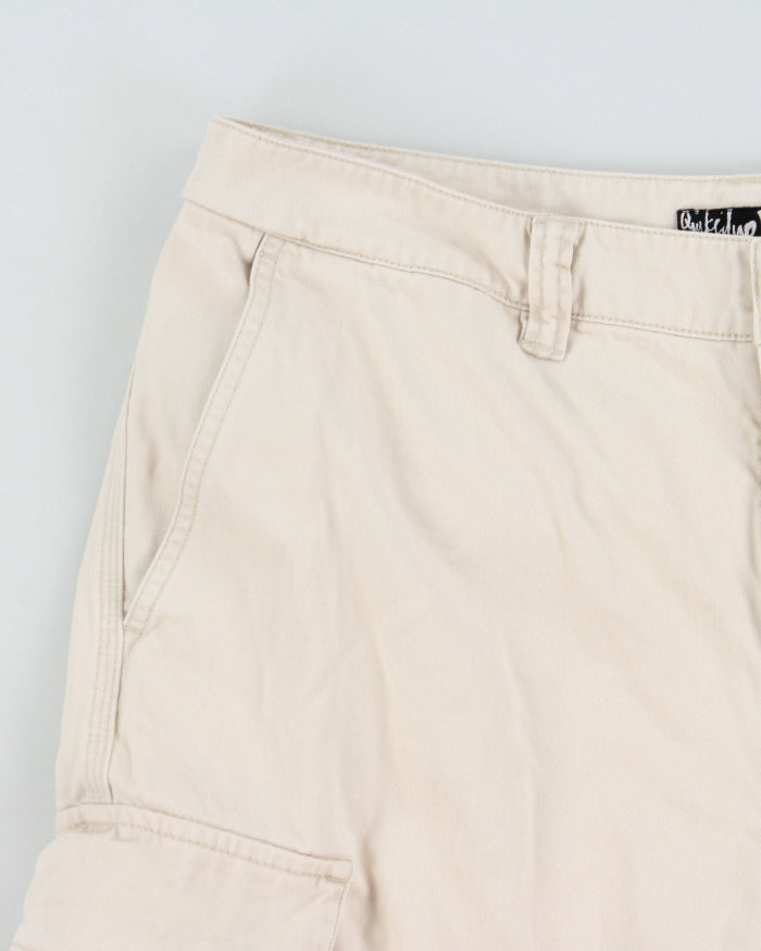 Vintage Y2K 00s Quiksilver Cream Heavyweight Canvas Relaxed Fit Wide Leg Cargo Shorts - W34