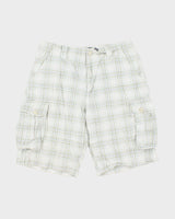Vintage Y2K 00s Urban Heritage Plaid Canvas Relaxed Fit Wide Leg Cargo Shorts - W36