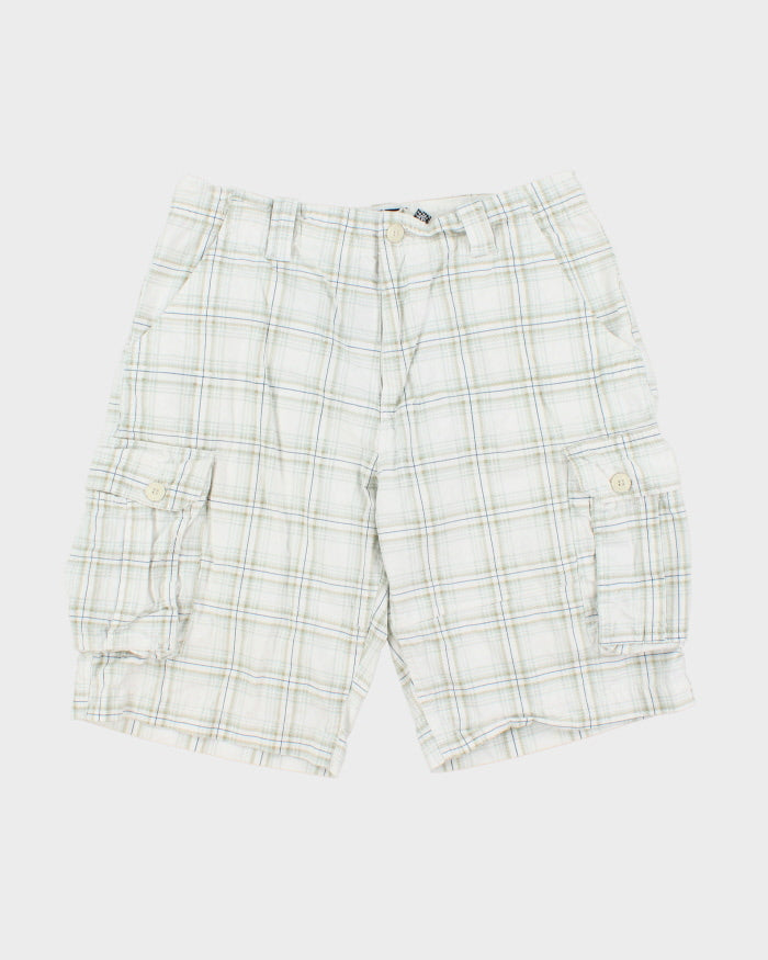 Vintage Y2K 00s Urban Heritage Plaid Canvas Relaxed Fit Wide Leg Cargo Shorts - W36