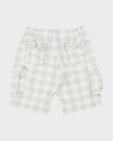 Vintage Y2K 00s Urban Heritage Plaid Canvas Relaxed Fit Wide Leg Cargo Shorts - W36