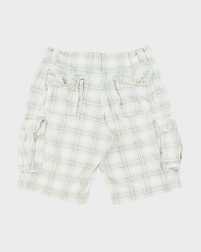 Vintage Y2K 00s Urban Heritage Plaid Canvas Relaxed Fit Wide Leg Cargo Shorts - W36
