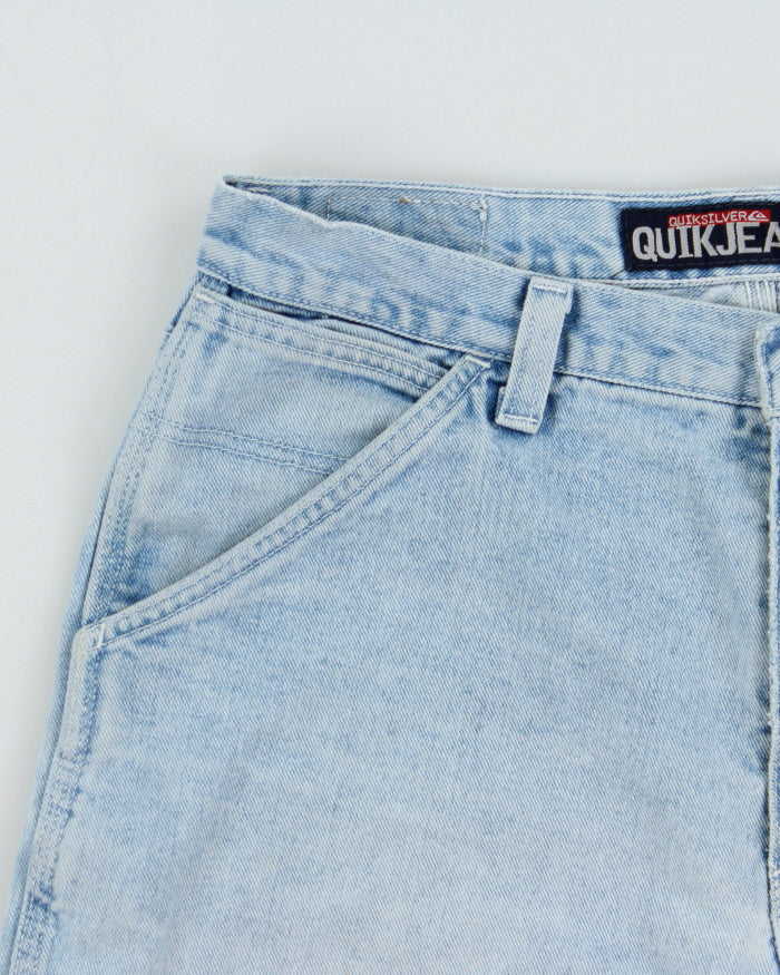 Vintage 1990s Quiksilver Relaxed Fit Wide Leg QuikJean Denim Skater Shorts - W33
