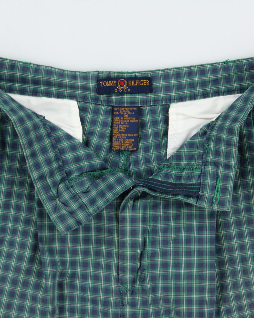 Vintage 1990s Tommy Hilfiger Golf Cotton Checked Shorts - W35