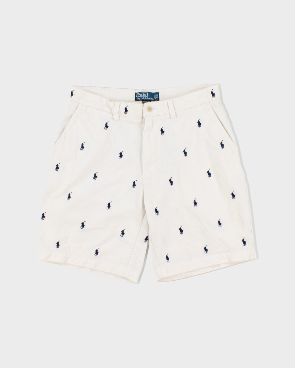 Vintage Polo Ralph Lauren Repeat Pony Embroidered Relaxed Fit Chino 'Prospect' Shorts - W33