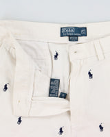 Vintage Polo Ralph Lauren Repeat Pony Embroidered Relaxed Fit Chino 'Prospect' Shorts - W33