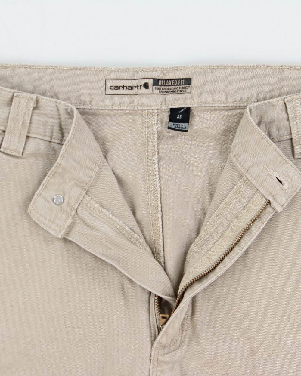 Vintage Carhartt Desert Khaki Rugged Flex Relaxed Fit Canvas Work Shorts - W38