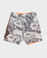 Vintage Harley Davidson Embroidered Relaxed Fit Biker Graphic Board Shorts - W34