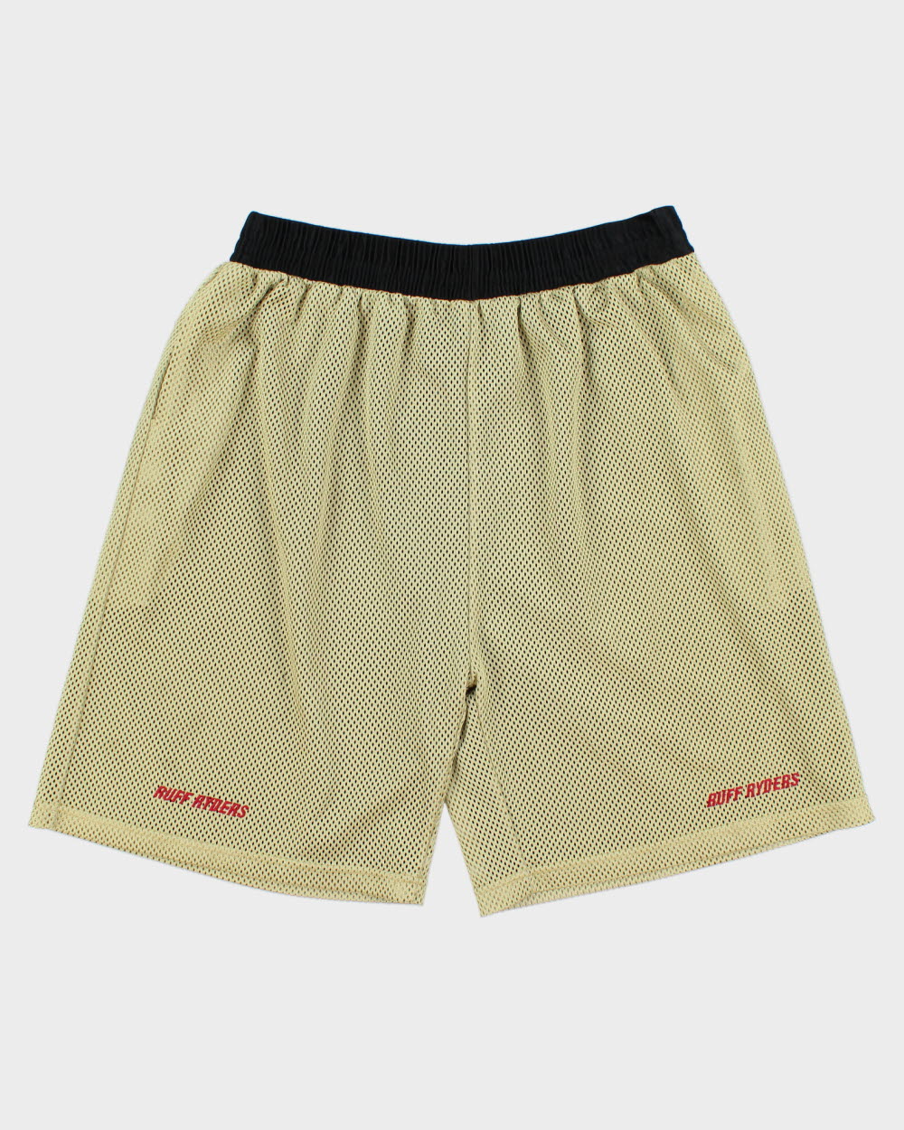 Vintage Y2K 00s Ruff Ryders Gold Embroidered Heavyweight Mesh Relaxed Fit Wide Leg Basketball Shorts -XL