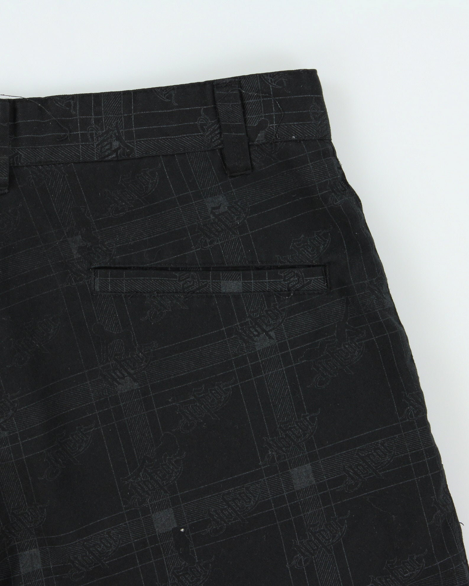 Vintage Y2K 00s No Fear Plaid Repeat Logo Canvas Relaxed Fit Wide Leg Skater Shorts - W34