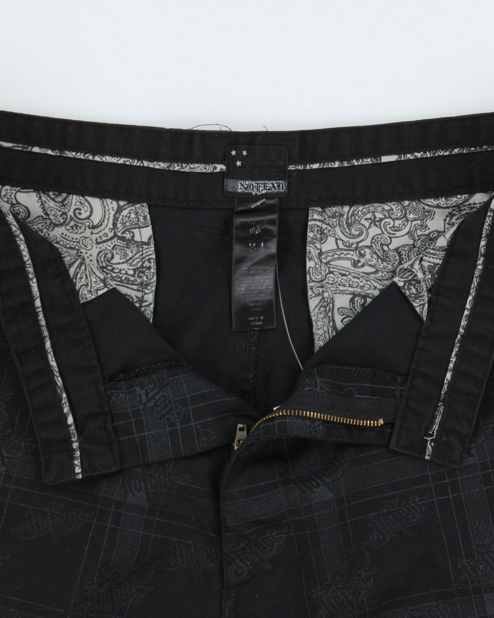Vintage Y2K 00s No Fear Plaid Repeat Logo Canvas Relaxed Fit Wide Leg Skater Shorts - W34