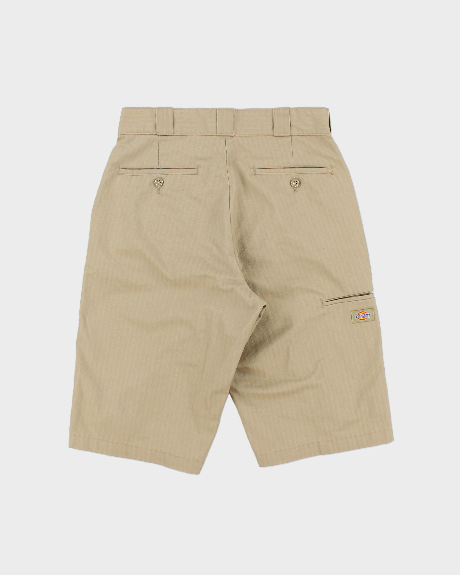 Vintage Dickies 13 Inch Desert Khaki Striped Canvas Multi-Pocket Relaxed Fit Work Shorts - W34
