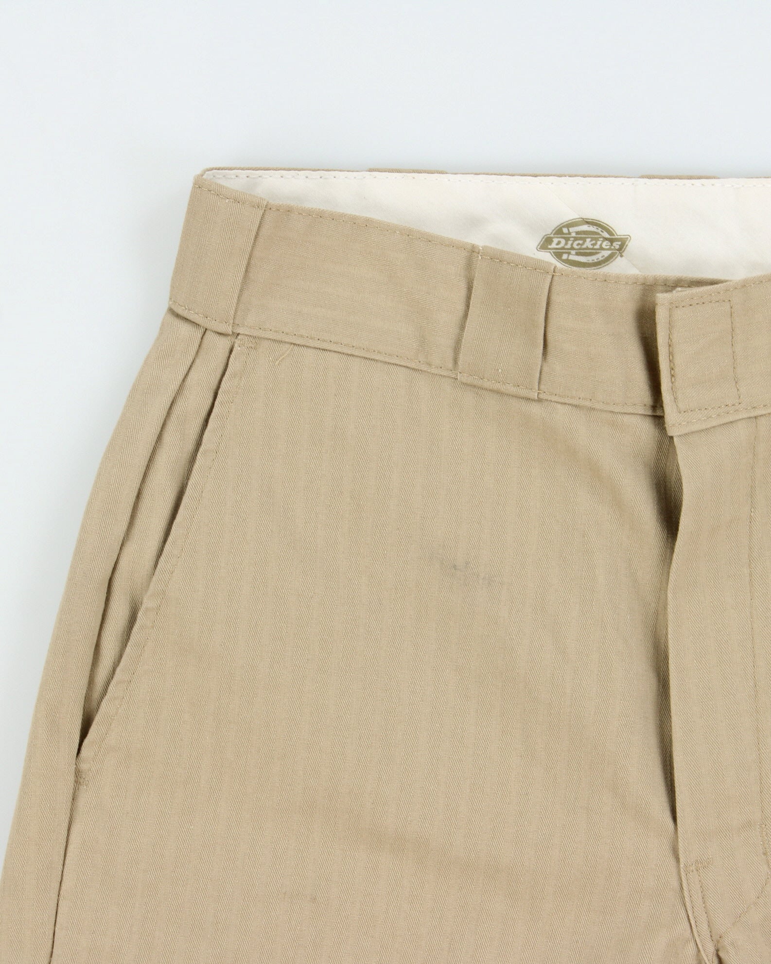 Vintage Dickies 13 Inch Desert Khaki Striped Canvas Multi-Pocket Relaxed Fit Work Shorts - W34