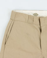 Vintage Dickies 13 Inch Desert Khaki Striped Canvas Multi-Pocket Relaxed Fit Work Shorts - W34