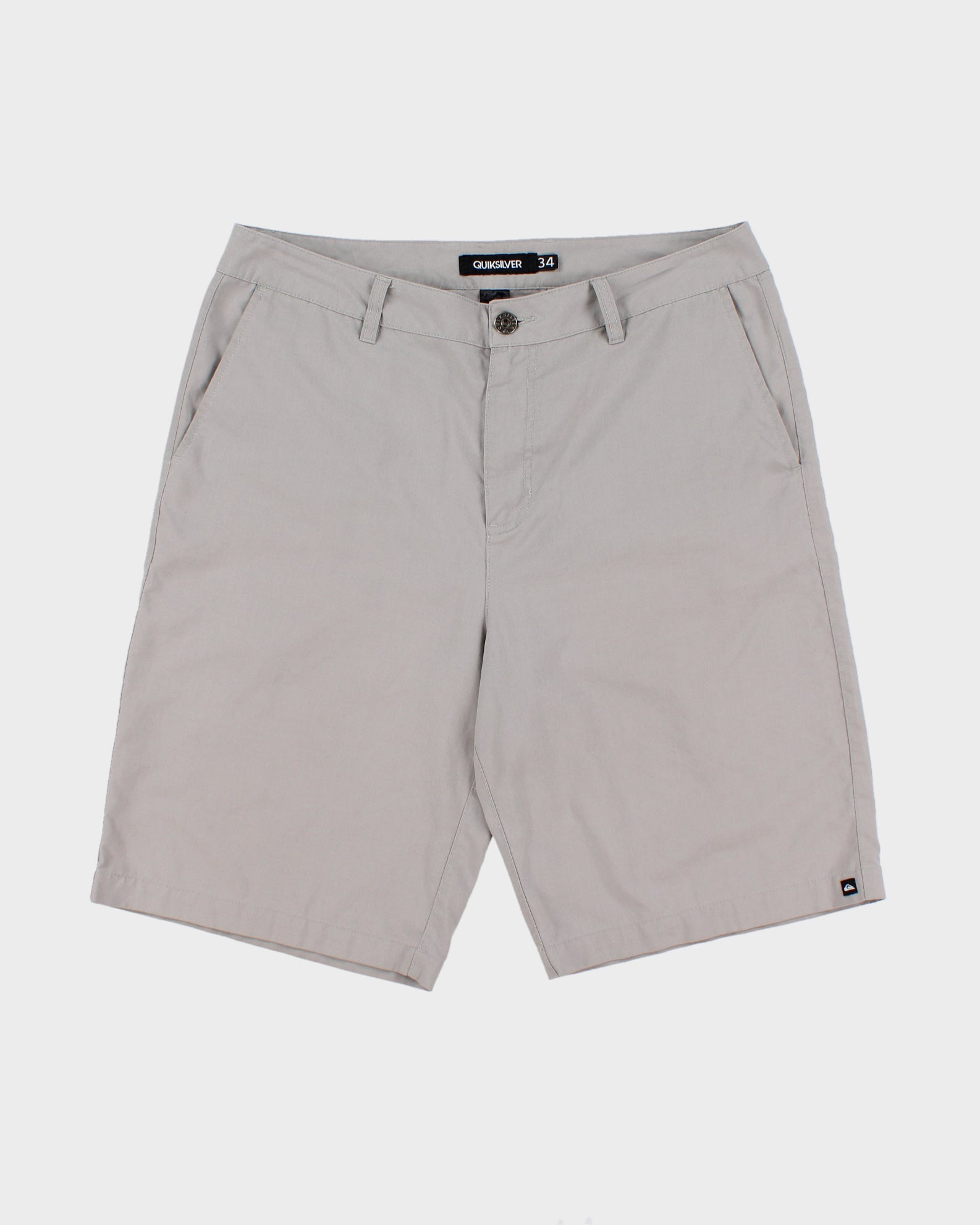 Vintage Quicksilver Pale Grey Canvas Relaxed Fit Wide Leg Skater Shorts - W36