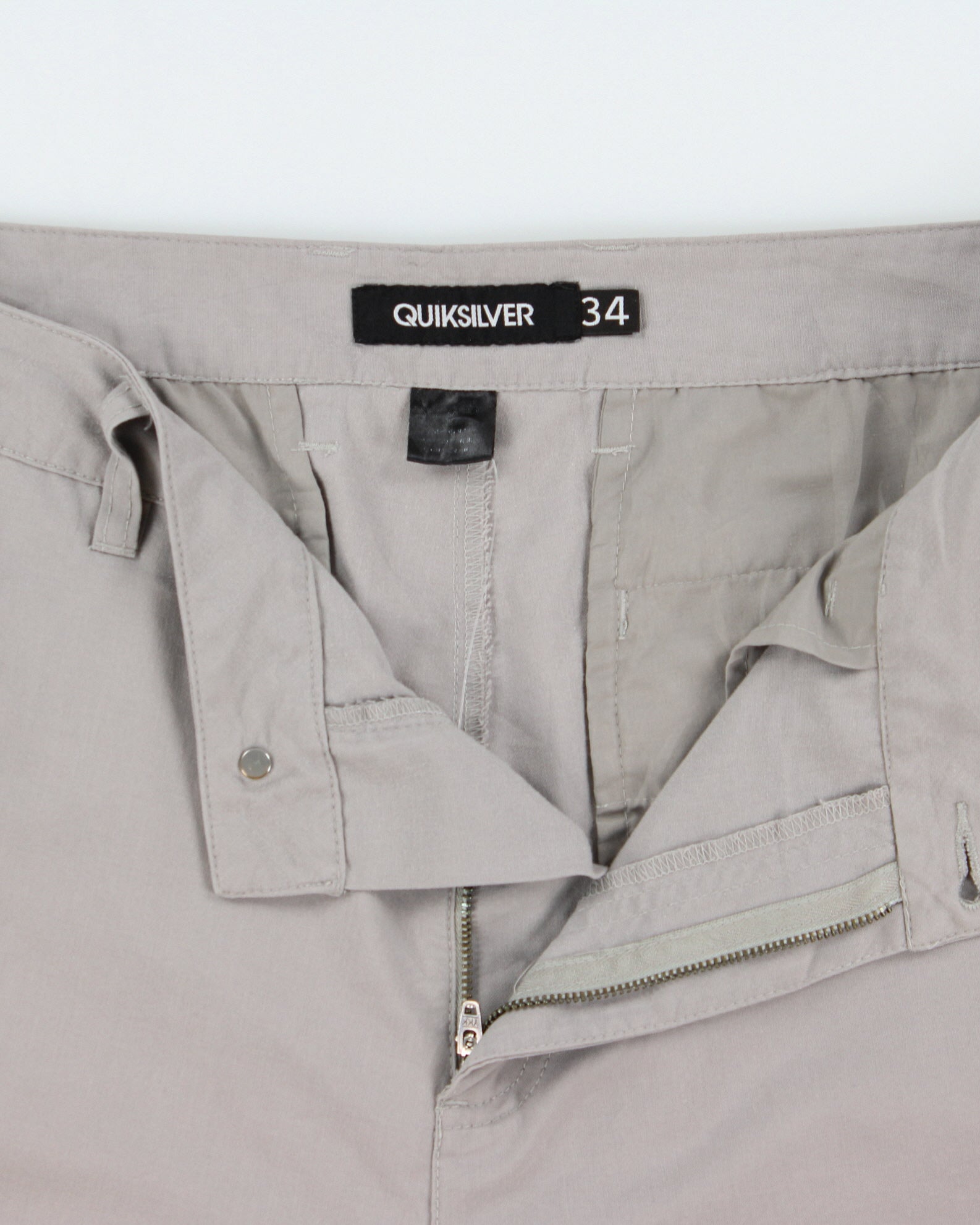 Vintage Quicksilver Pale Grey Canvas Relaxed Fit Wide Leg Skater Shorts - W36