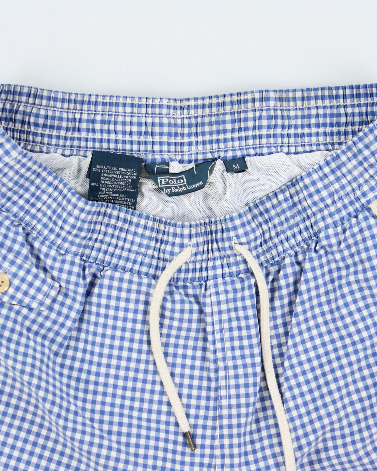 Vintage Y2K 00s Polo Ralph Lauren Gingham Multi-Pocket Relaxed Fit Swim Shorts - M