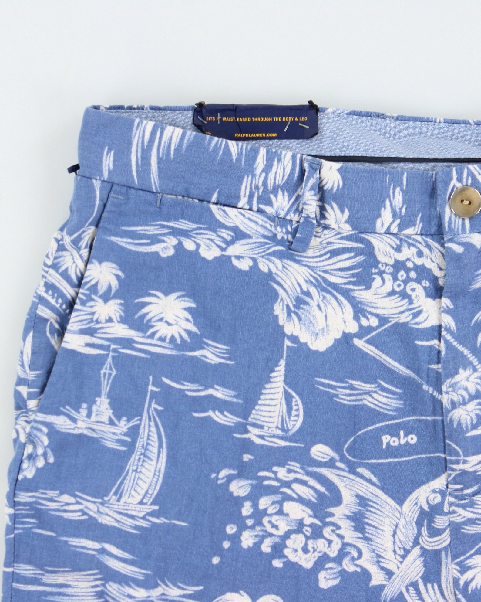 DS Polo Ralph Lauren Pastel Blue Linen Blend Aloha Classic Fit Chino Shorts - W33