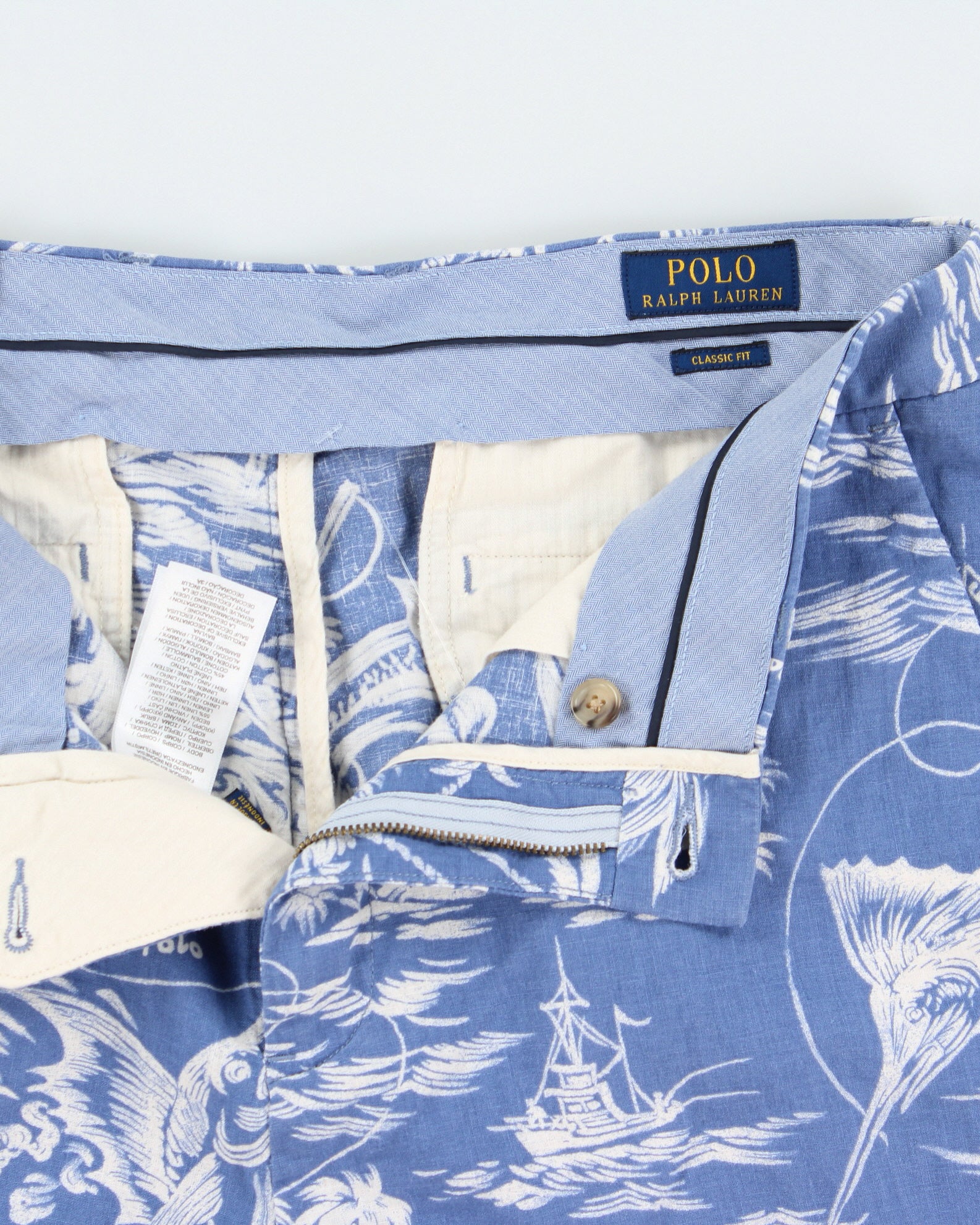 DS Polo Ralph Lauren Pastel Blue Linen Blend Aloha Classic Fit Chino Shorts - W33