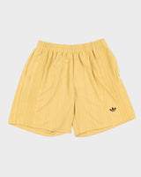 Adidas Originals Gold Striped Trefoil Monogram Relaxed Fit Wide Leg 3-Stripe Shorts - L
