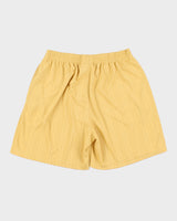 Adidas Originals Gold Striped Trefoil Monogram Relaxed Fit Wide Leg 3-Stripe Shorts - L