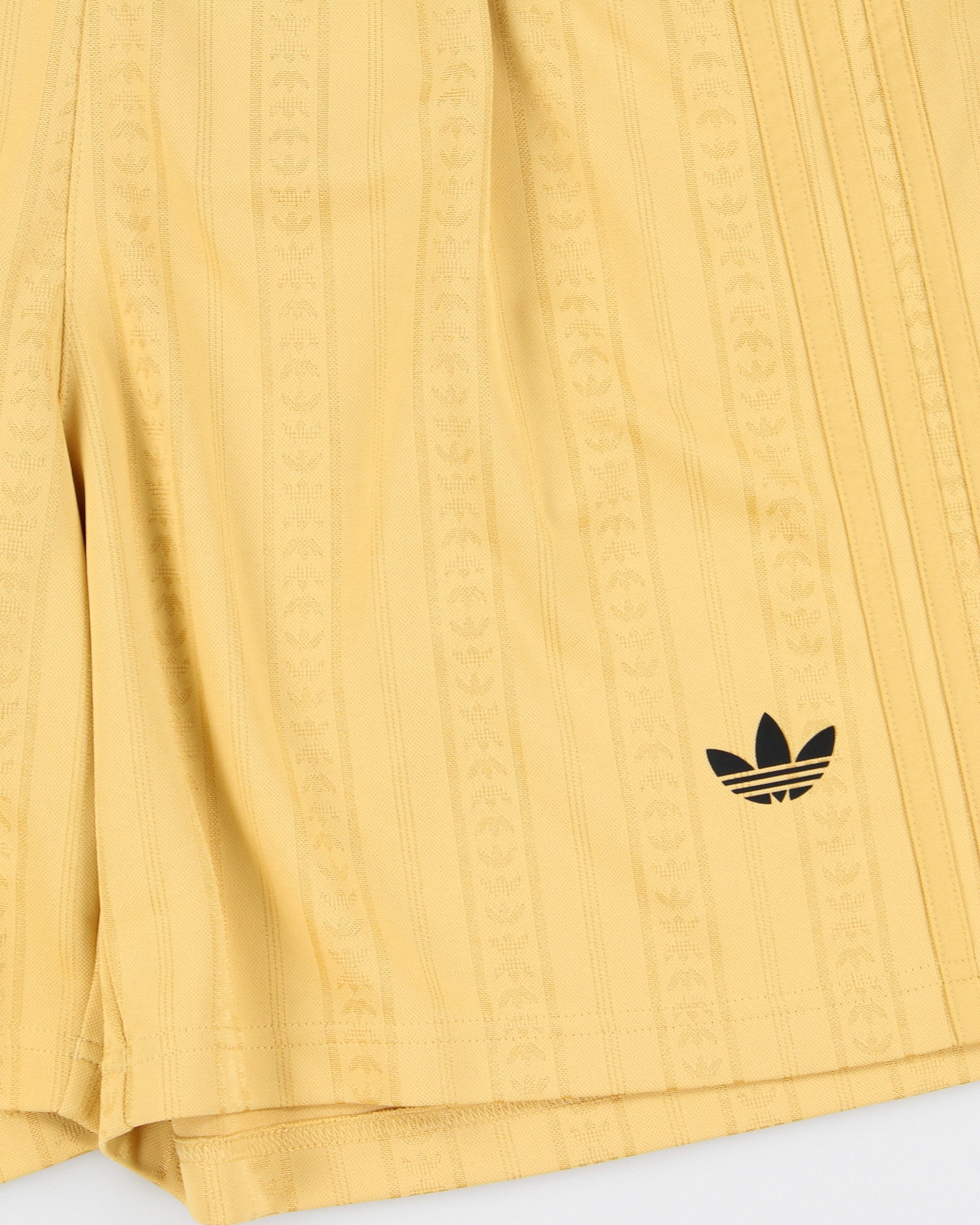 Adidas Originals Gold Striped Trefoil Monogram Relaxed Fit Wide Leg 3-Stripe Shorts - L