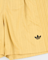Adidas Originals Gold Striped Trefoil Monogram Relaxed Fit Wide Leg 3-Stripe Shorts - L