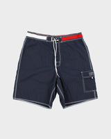Vintage Y2K 00s Tommy Hilfiger Contrast Stitch Loose Fit Wide Leg Shell Swim Shorts - L