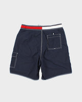 Vintage Y2K 00s Tommy Hilfiger Contrast Stitch Loose Fit Wide Leg Shell Swim Shorts - L