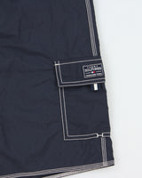 Vintage Y2K 00s Tommy Hilfiger Contrast Stitch Loose Fit Wide Leg Shell Swim Shorts - L